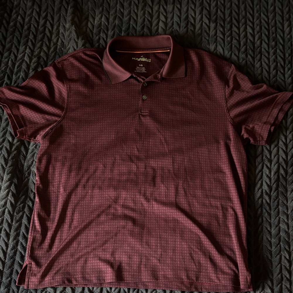 Haggar Men’s Burgundy Short Sleeve Polo Shirt size Large - Picture 3 of 5